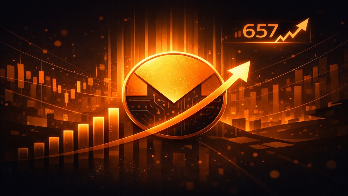 Illustration du Monero brisant sa résistance historique pour atteindre un nouveau record de 657 dollars.