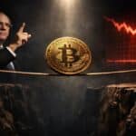 Illustration symbolisant le paradoxe entre la vision haussière de Larry Fink et la chute du prix du Bitcoin sous 90 000 dollars.