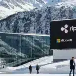 Le logo de Ripple affiché comme sponsor officiel de la USA HOUSE au forum de Davos 2026 aux côtés de Microsoft.