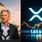 Graphique du XRP chutant à 1,63 dollars pendant que Chris Larsen mène une campagne politique.