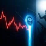 Graphique illustrant l'explosion du prix de l'altcoin River de 2000%, avec des signes de manipulation de marché en arrière-plan.