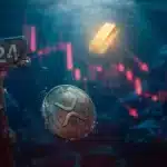 Graphique illustrant la chute du prix du XRP et des altcoins revenant a leurs niveaux de support de 2024.