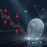 Graphique financier illustrant le risque de rupture du support XRP à 1,82 dollar selon l'analyste de Bloomberg.