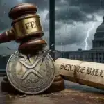 Illustration de la pression politique et monétaire sur le prix du XRP qui chute à 1,75 $.