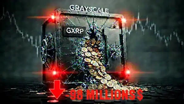 Graphique des flux ETF XRP montrant la chute de Grayscale et le rebond des concurrents.