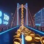 Illustration du lancement du marché FXRP/USDH par Flare sur la plateforme Hyperliquid, connectant le XRP à la finance décentralisée.