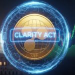 Illustration du XRP protégé par la nouvelle loi américaine Clarity Act face à la SEC, avec des graphiques haussiers.