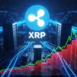 Illustration montrant l’explosion de l’activité réseau du XRP avec une hausse de 100 % en 24 heures et des indicateurs on‑chain en forte progression.