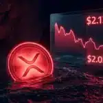 Graphique montrant la chute du prix du XRP sous les 2,10 dollars face à la pression vendeuse.