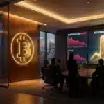 Illustration de la stratégie de l'entreprise American Bitcoin accumulant des réserves de cryptomonnaies malgré des pertes comptables.