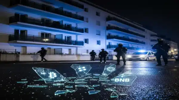 Scène d'intervention policière suite à la tentative de home-jacking visant David Princay, patron de Binance France.