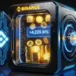 Illustration d'un coffre-fort numérique Binance se remplissant de Bitcoins pour le fonds SAFU.