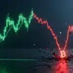 Illustration de la divergence entre la hausse des marchés boursiers et la chute brutale du Bitcoin sous les 67 000 $.