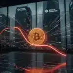 Graphique boursier illustrant la pression vendeuse sur le cours du Bitcoin et l'approche de la zone de survente sur le marché crypto.