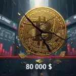 Graphique du Bitcoin chutant sous les 80 000 dollars avec des sorties massives des ETF.