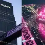 Illustration symbolisant la connexion entre le fonds BUIDL de BlackRock et le protocole DeFi Uniswap.