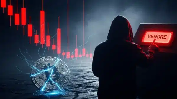 Graphique du crash Bitcoin sous 61000 dollars causé par un vendeur mystère.