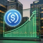 Graphique financier illustrant la croissance exceptionnelle des revenus de l'entreprise Circle et de son stablecoin USDC.