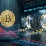 Illustration conceptuelle de la baisse du cours Bitcoin pendant que les investisseurs institutionnels rachètent massivement l'actif.