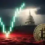 Graphique du Bitcoin rebondissant à 79 000 dollars après la panique du Shutdown américain.