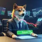 Illustration symbolisant le Dogecoin à la croisée des chemins entre baisse du prix et adoption future via les ETF.