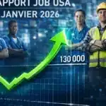 Graphique montrant la création surprise de 130 000 emplois aux États-Unis en janvier 2026.