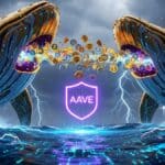Illustration de baleines Ethereum vendant 371 millions de dollars (ETH) pour rembourser Aave.