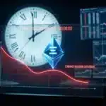 Graphique boursier illustrant la pression vendeuse sur le cours de l'Ethereum et l'approche de la zone de survente extrême.