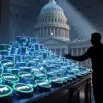 Illustration conceptuelle de la Hyperliquid Foundation investissant 29 millions de dollars en tokens HYPE pour le lobbying politique à Washington.