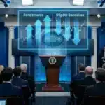 Illustration du sommet entre la Maison Blanche, les banques et l'industrie crypto sur la régulation des stablecoins.