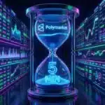 Illustration d'un marché de prédiction Polymarket utilisant Chainlink pour des paris de 5 minutes sur les cryptomonnaies.