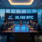 Illustration de la trésorerie record en Bitcoin de la société japonaise Metaplanet.