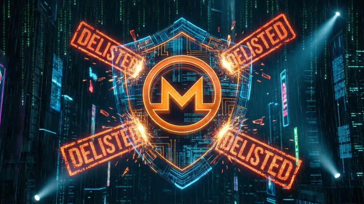 Illustration conceptuelle de la résilience du Monero (XMR) face aux délistages massifs des plateformes d'échange.