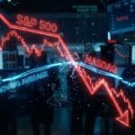 Graphique boursier illustrant la chute simultanée du Nasdaq indice et du SP500 sous leurs moyennes mobiles à 50 jours.