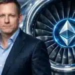 Illustration de la sortie de Peter Thiel d'ETHZilla et du passage a la tokenisation de moteurs d'avions sur Ethereum.