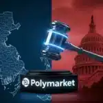 Illustration symbolisant le procès fédéral de Polymarket contre l'État du Massachusetts concernant la régulation des marchés de prédiction.