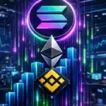 Graphique montrant Solana dépassant Ethereum en volume de trading DEX et en revenus d'applications décentralisées.