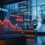 Graphique boursier illustrant la baisse de l'indice SP500 causée par le rebond de l'inflation et la peur liée à l'intelligence artificielle.