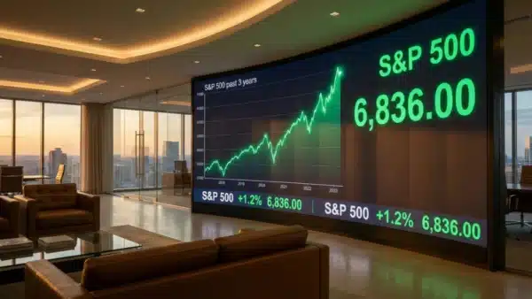Graphique de la performance historique du SP500 sur trois années consécutives de hausse à deux chiffres.