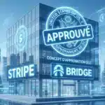 Illustration conceptuelle de l'approbation par l'OCC de la charte bancaire nationale pour Bridge, la filiale de Stripe.