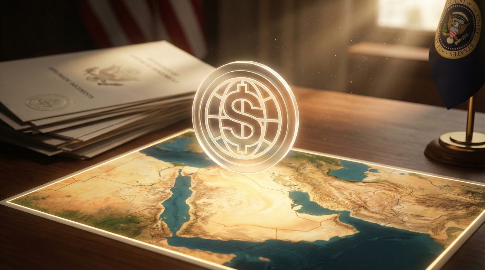 Donald Trump et Jared Kushner, représentant le 'Board of Peace', discutent d'un stablecoin pour Gaza.