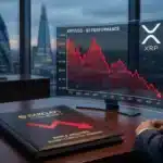 Tableau de bord financier illustrant la correction sévère de l'actif suite à la publication d'un rapport de recherche institutionnel revoyant les prévisions à la baisse.