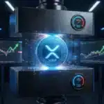 Illustration conceptuelle de la compression du prix du XRP sur les marchés financiers, prêt à exploser suite à l'accumulation des baleines.