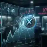 Graphique du XRP montrant un rebond limité sous la résistance de 1,60 dollar avec une faible probabilité d'atteindre 2 dollars.