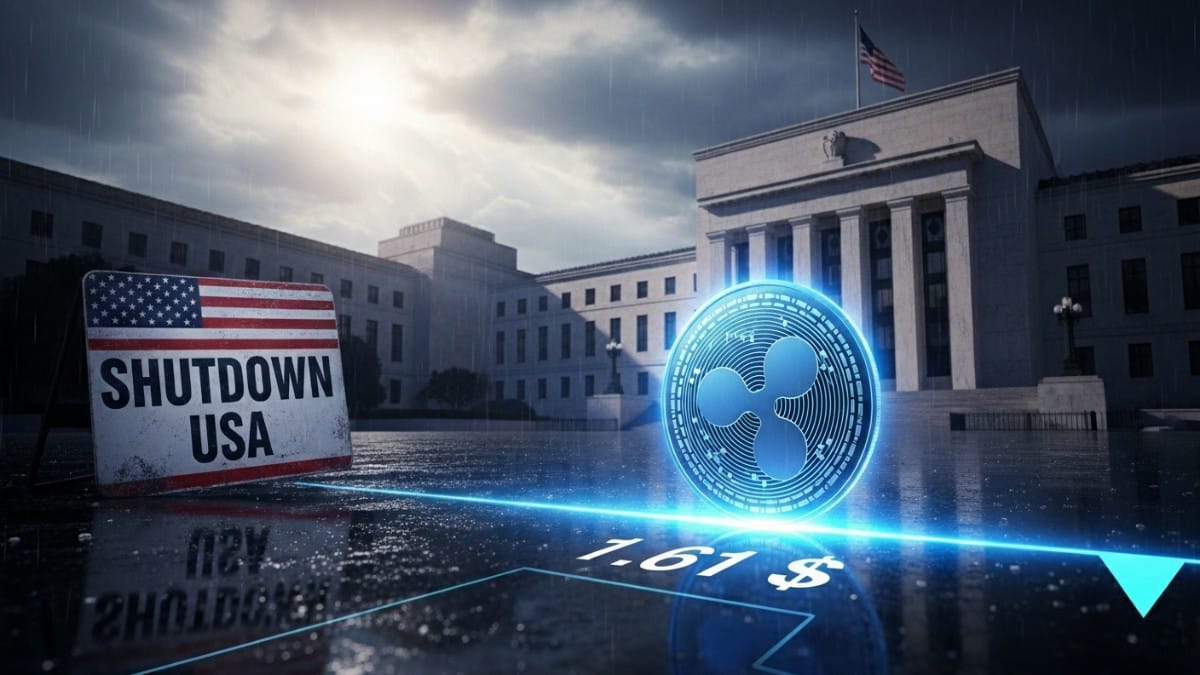 Graphique du XRP se stabilisant à 1,63 dollars après le choc du week-end.