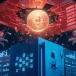 Illustration du jeton Ethereum brisant une résistance technique grâce à l'infrastructure solide de la DeFI crypto.