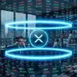 Illustration du jeton XRP compressé techniquement sur le marché de la cryptomonnaie.