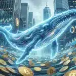 Illustration d'une baleine crypto représentant l'entreprise Strategy accumulant massivement des jetons Bitcoin (BTC).