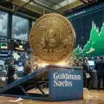 Illustration de Goldman Sachs annonçant le rebond du Bitcoin sur le marché de la crypto.