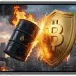 Illustration du Bitcoin résistant au choc macroéconomique de la hausse du prix du pétrole.